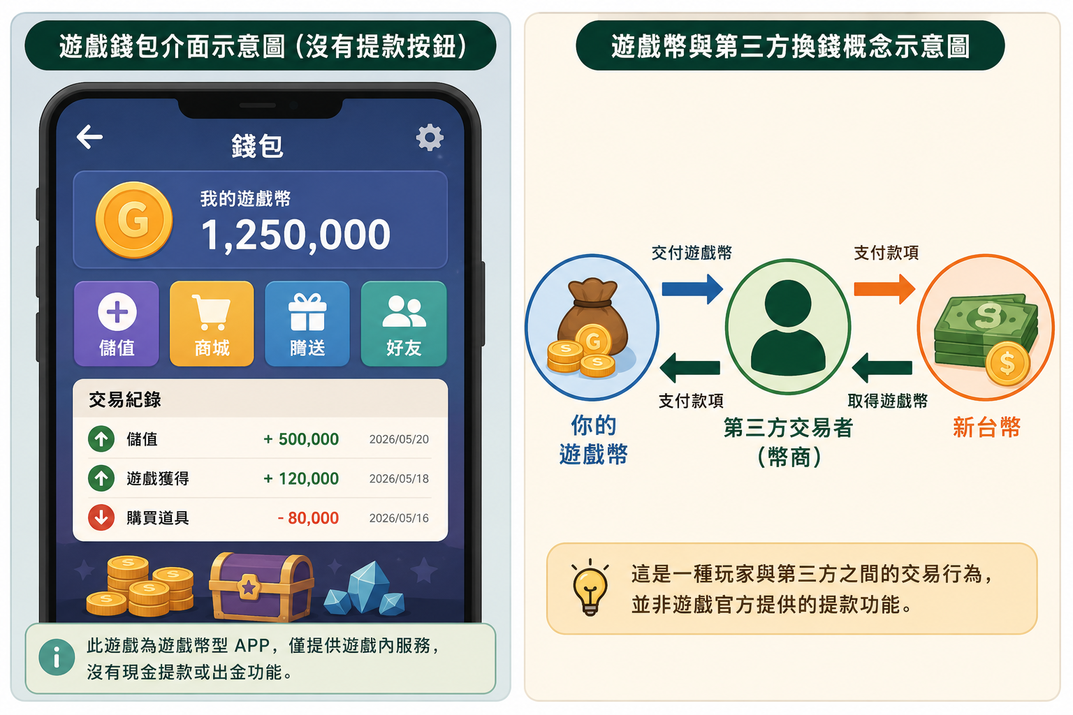 遊戲內錢包沒有提款功能示意圖